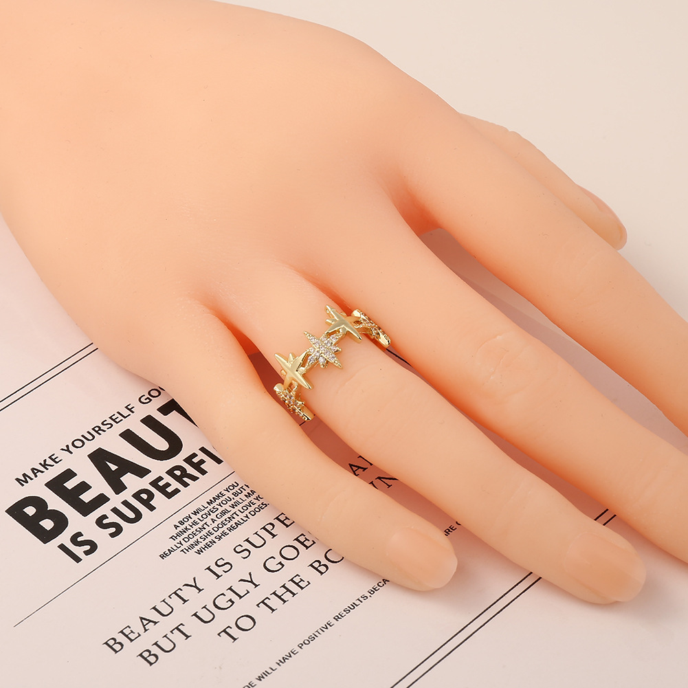 Fashion Letters Love Star Copper Inlaid Zircon Rings Wholesale display picture 4