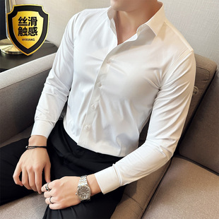 Traceless Silk Business Casual Shirt Long-sleeved White Non-ironing Stretch Silk Cross-border Foreign Trade Shirt Men's Dress