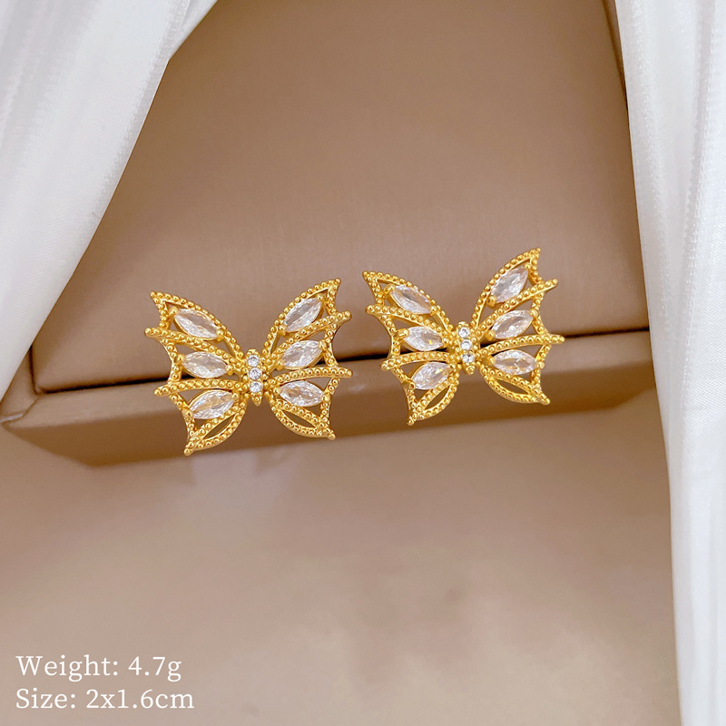 Set collana e orecchini farfalla con strass di lusso_voghion.com