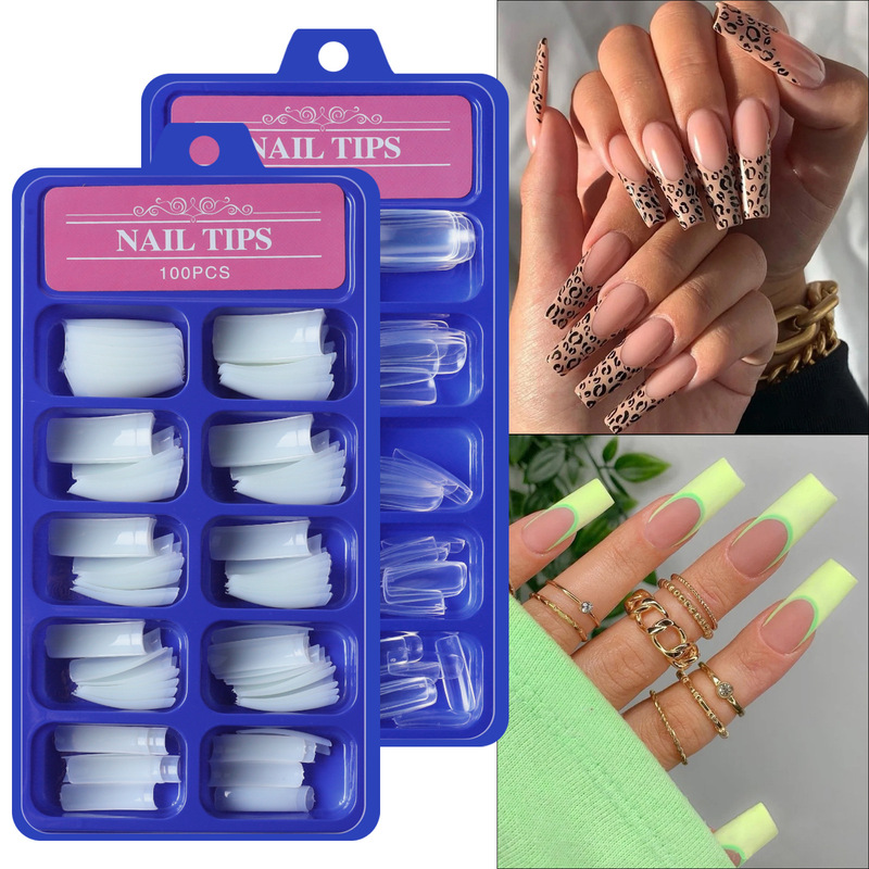 Cross-border 100 Blister Boxed Nail Pieces Nail Pieces French Nail Pieces False Nail Pieces Full Paste Half Nail Pieces diy Nail Pieces