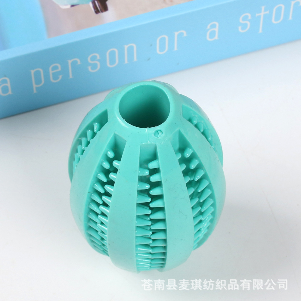 Temu juguete para perros mordedura de mascotas rugby rompecabezas molar resistente a los mordiscos TPR Bola de comida de goma suministros para mascotas