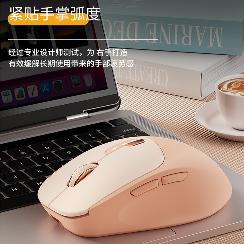 フォアランナーサイレントワイヤレス Bluetooth マウスコンピュータオフィスミルクティーカラーデュアルモードマウス人間工学卸売|undefined