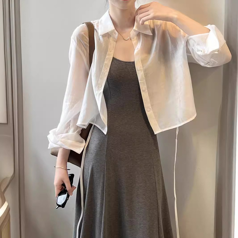 2024 New Tencel Thin Sunscreen Long Sleeve Shirt Women's Summer Design Back Tie Cardigan Top