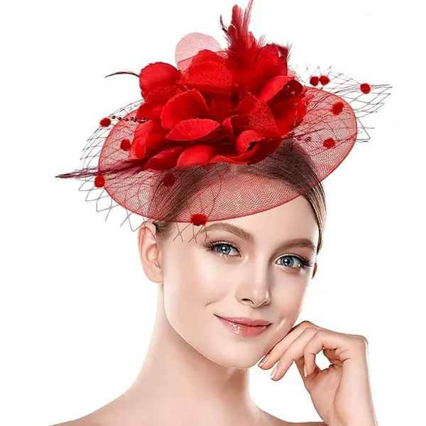 European and American Cross-Border Retro Bridal Headwear, Mesh Headband, Feather Hair Accessories, Dance Performance Small Hat, Tea Party Headband