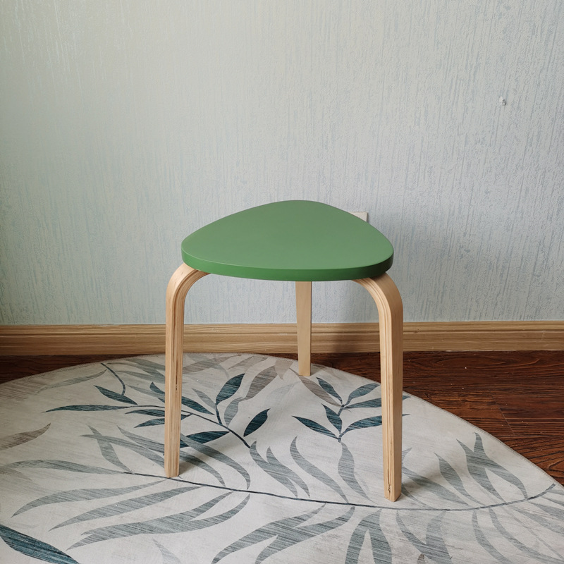 Taburete nórdico simple y moderno taburete de abedul apilables colorido taburete de silla baja taburete doméstico taburete redondo japonés