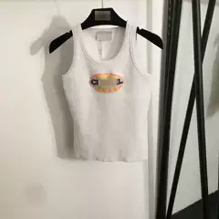 2025 Nanyou Summer Hot-Selling New Arrival Letter Logo Embroidered Patch Fitted Knit Tank Top
