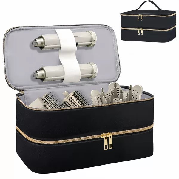 Large-Capacity Waterproof Pu Double-Layer Hair Dryer Storage Bag, Scratch-Resistant Beauty Tool Box, Compatible with Dyson Curling Iron Accessories