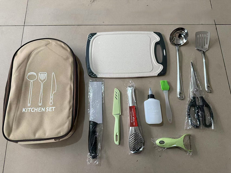Al Aire Libre utensilios de cocina 8 unidades traje camping utensilios de cocina portátil de acero inoxidable vajilla camping picnic suministros barbacoa herramientas