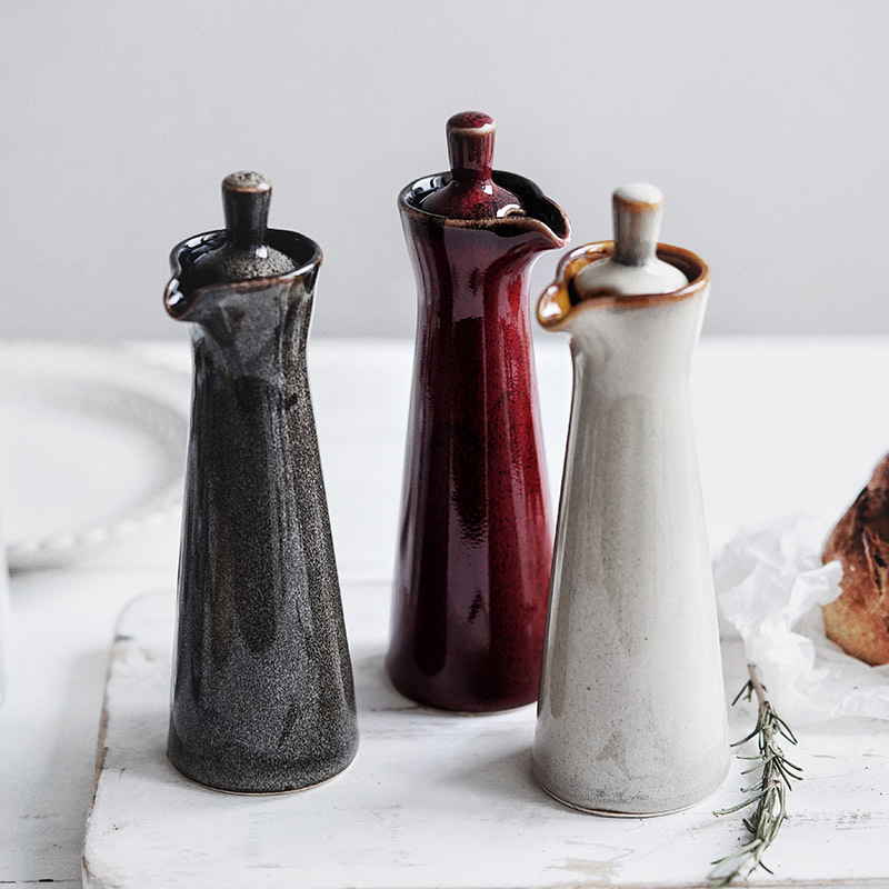Restaurante de estilo japonés retro horno de viento cerámico botella de condimentar latas de cocina casera botella de salsa de soja frita