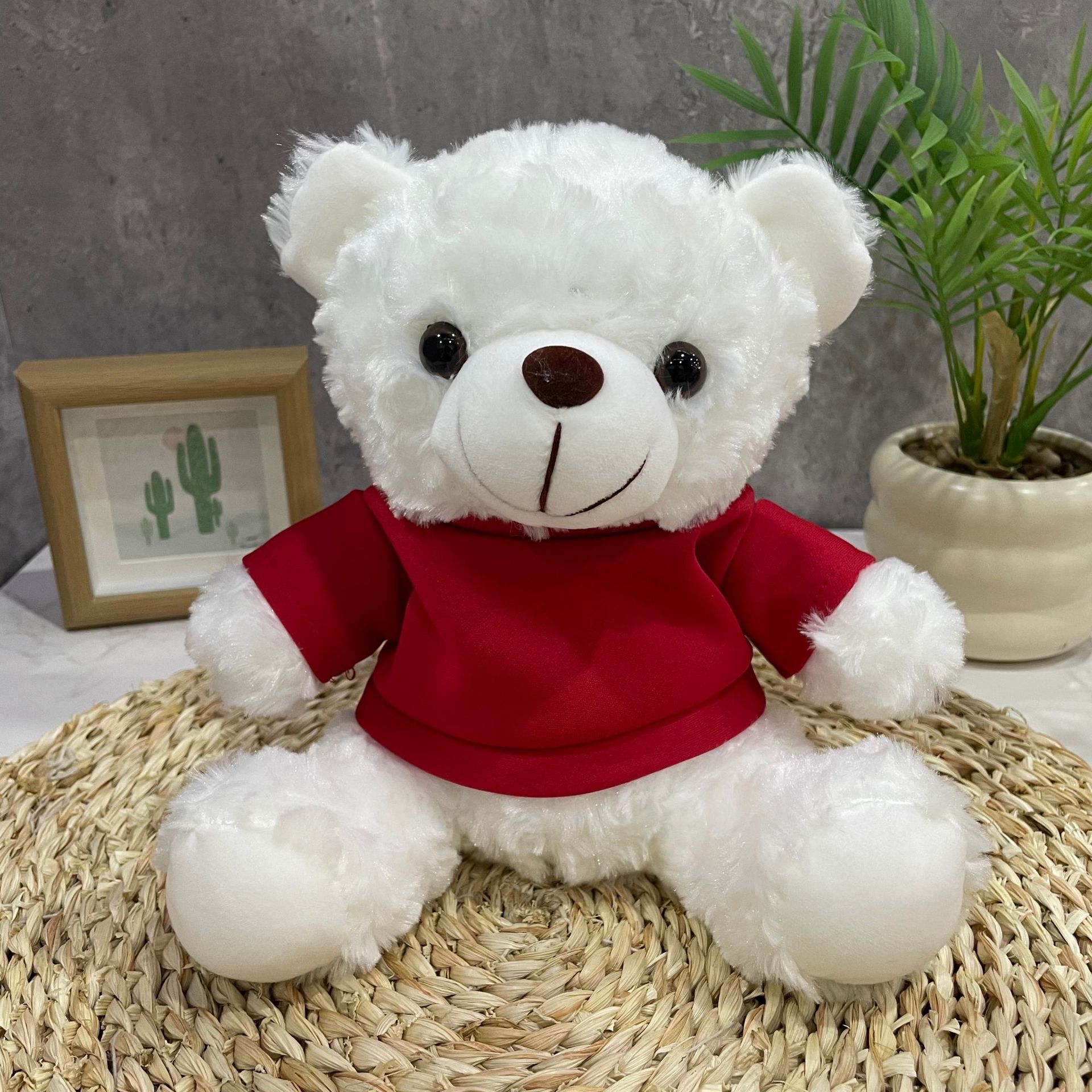 Teddy Bear se puede imprimir LOGO evento de vacaciones muñeca regalo para el hogar adornos de escritorio abrazar juguetes de peluche