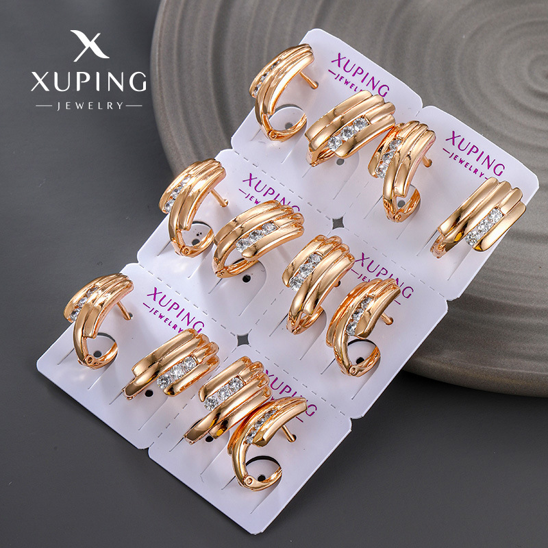 Pendientes Xuping de nueva moda, aleación galvanizada en color 18k, con piedras artificiales, estilo ruso, elegantes y exquisitos.