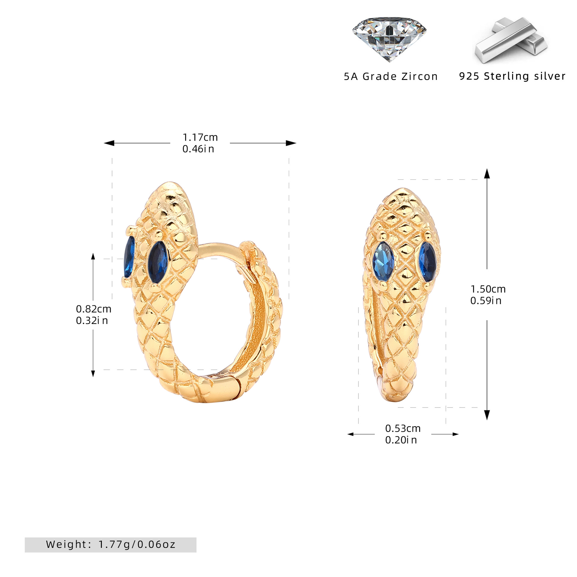 925 silver-plated gold-blue