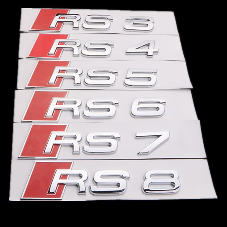 Audi RS3 RS4 RS5 RS6 RS7 RS8 car emblem and lettering; Audi modified RS emblem