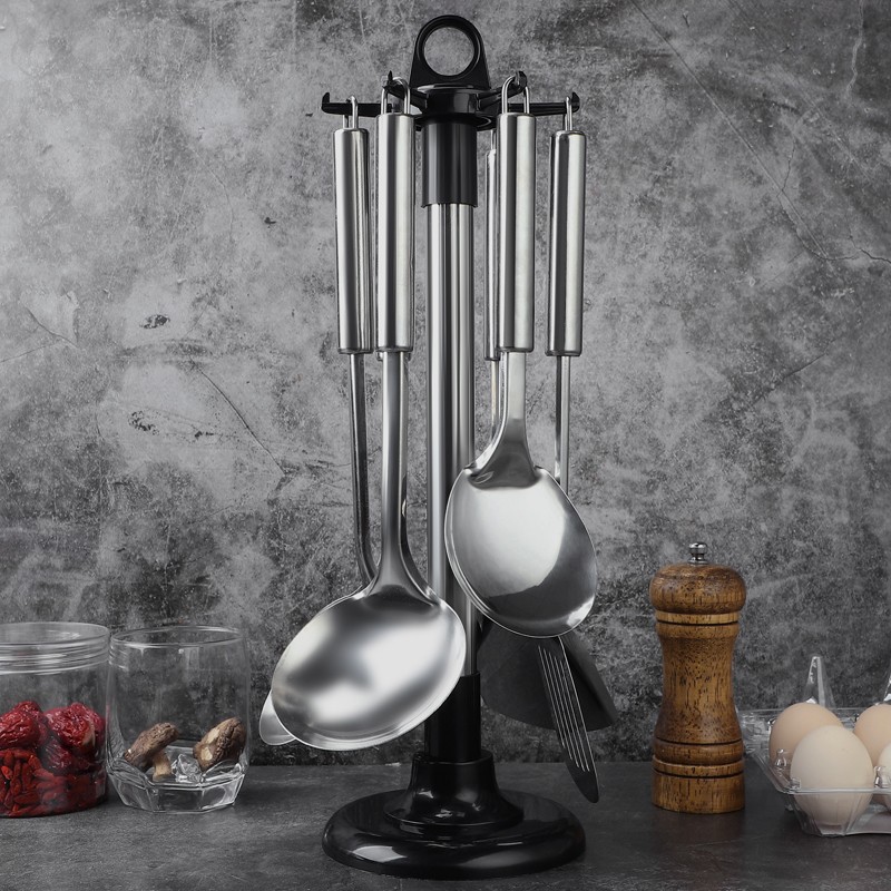 Regalos al por mayor de acero inoxidable cocina de cocina set completo de pala de platos fritos caseros antiadherente cocina engrosada en uno