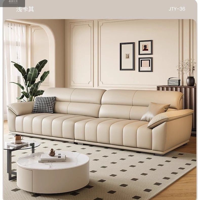 Sofá de cuero italiano de tamaño de casa simple sala de estar moderna simple teclas de piano recto nuevo sofá