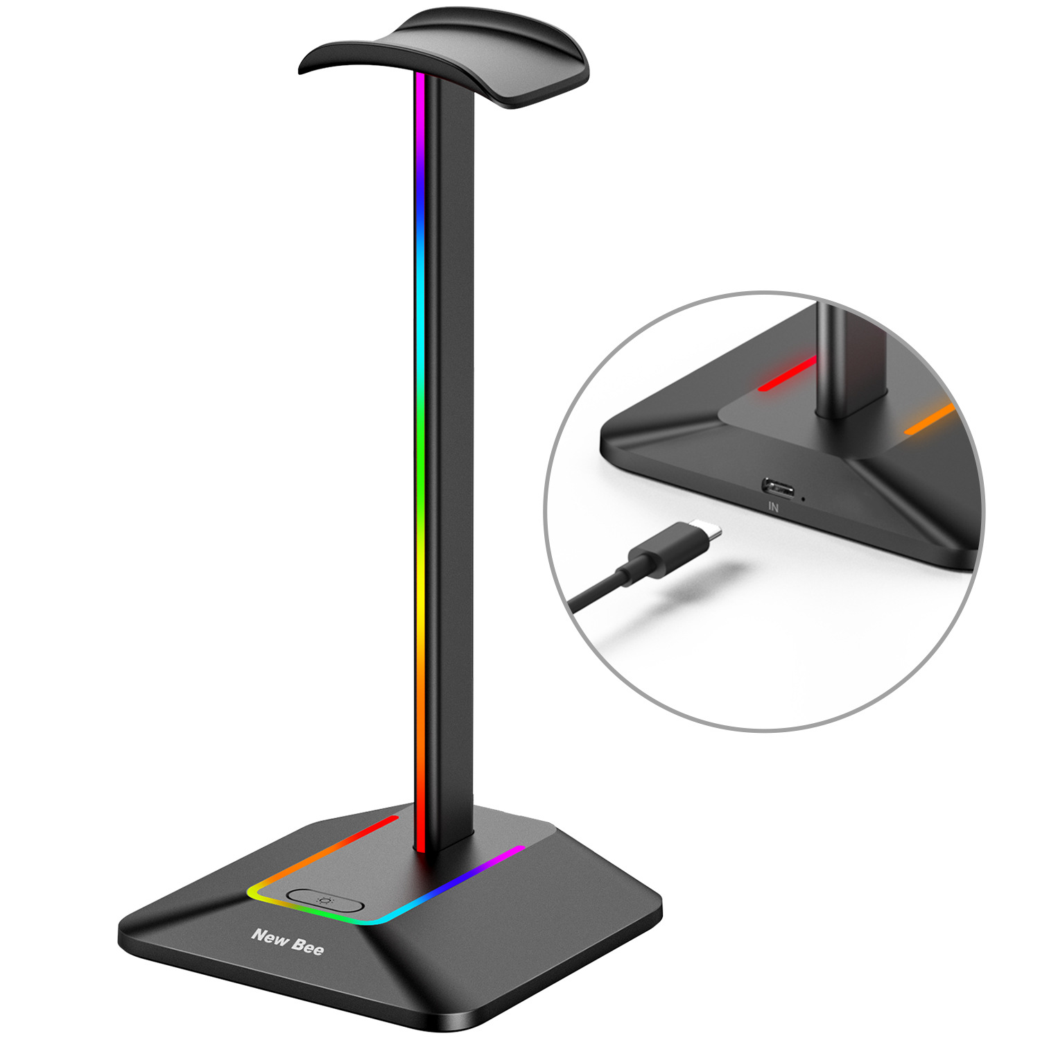 Doble salida colorido auricular pantalla soporte Hub extendido auricular RGB luminoso e-sports soporte de auriculares