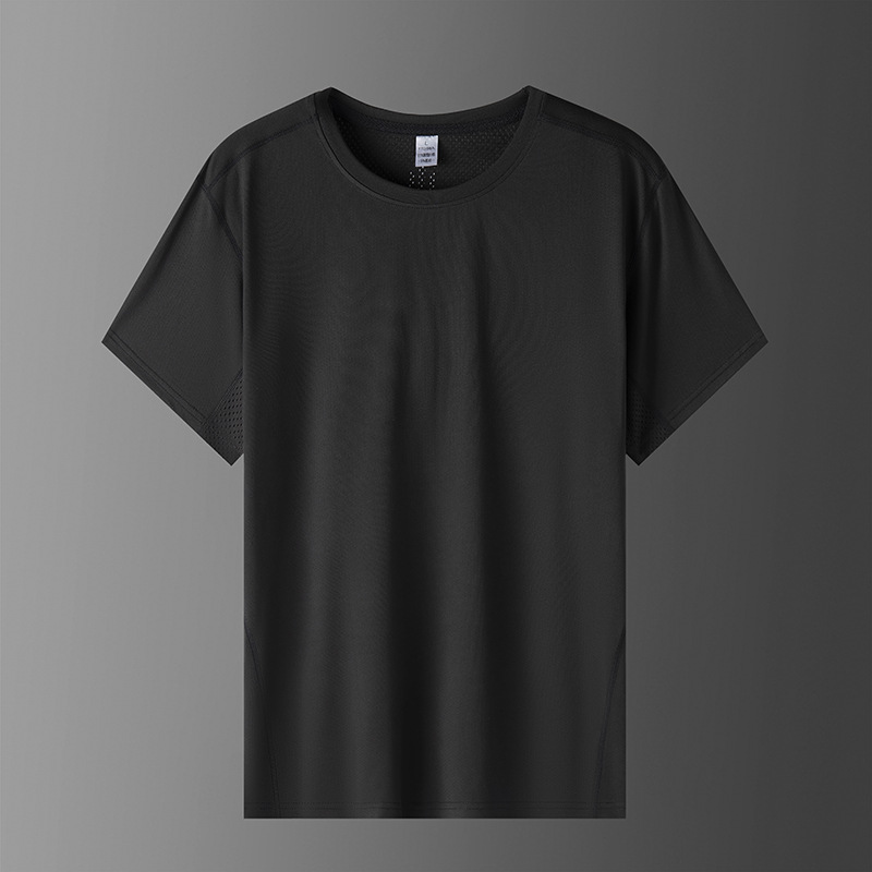 Verano seda de hielo secado rápido camiseta de manga corta hombre nuevo estilo de carrera al aire libre fitness outerwear camiseta de carrera de moda tamaño grande