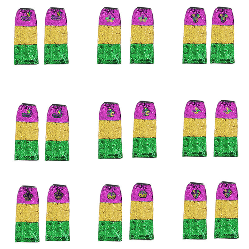 Nuevos productos transfronterizos Mardi Gras set de sequillas oro violeta verde fiesta de baile disfraz de bar espectáculo