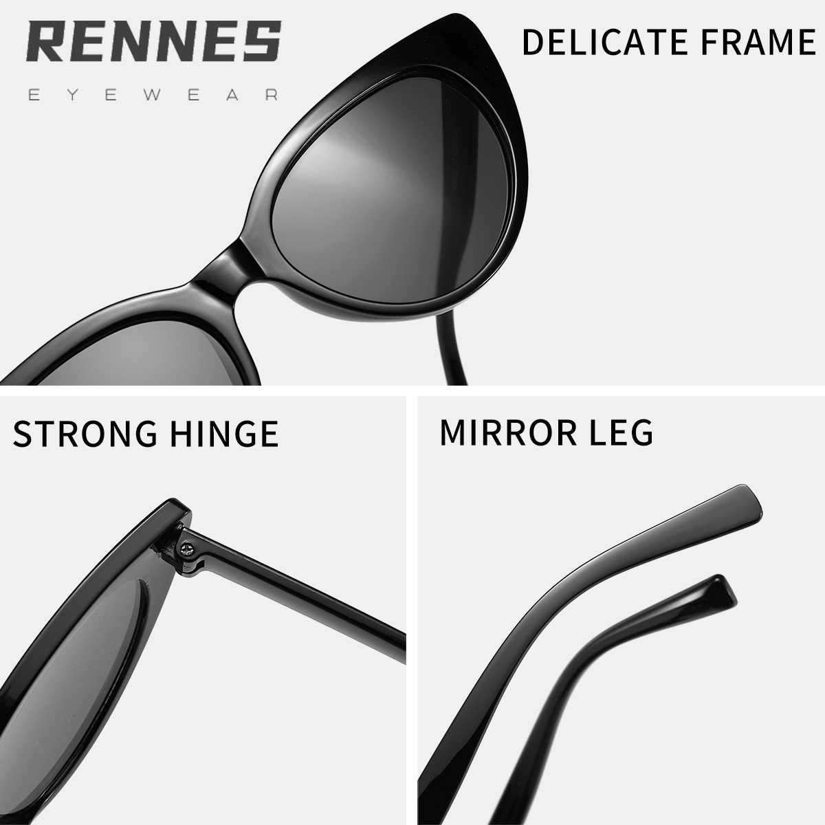 Nueva moda transfronteriza casual retro ojo de gato simple gafas de sol de montura pequeña europeas y americanas