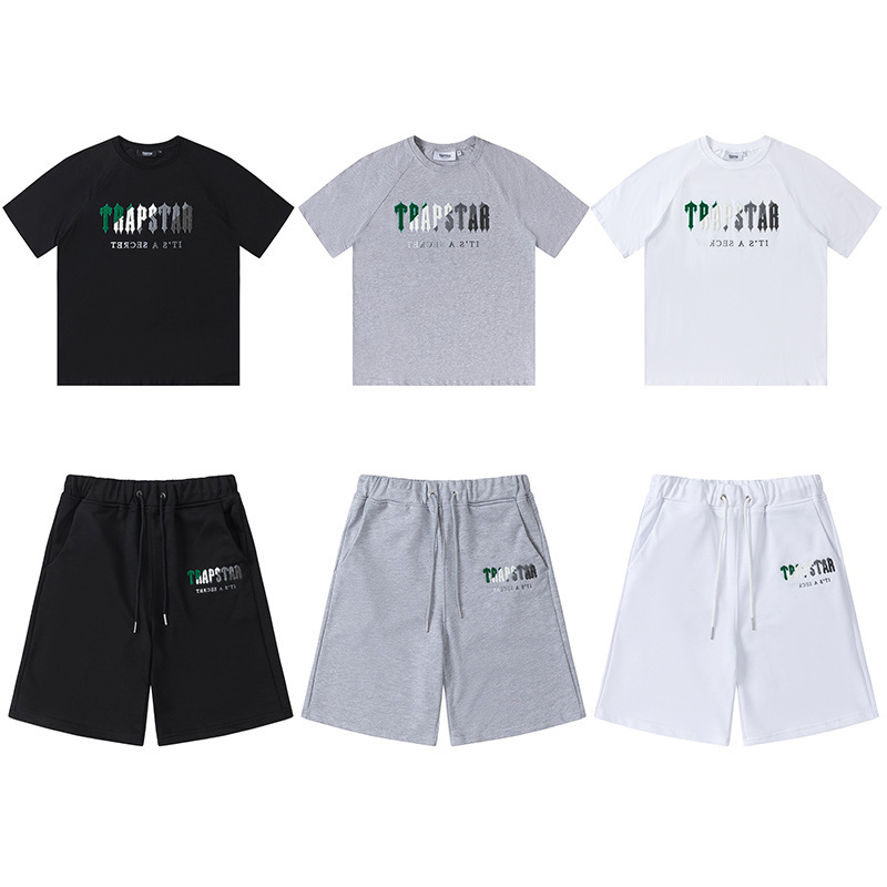 Trapstar Towel Embroidered Letters Pure Cotton Short-sleeved T-shirt Men and Women Loose Casual Sports Shorts suit Couple Trapstar Towel Embroidered Letters Pure Cotton Short-sleeved T-shirt Men and Women Loose Casual Sports Shorts suit Couple