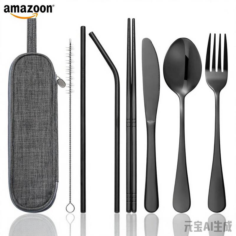 8Pcs Reusable Stainless Steel Camping Tableware Set for Lunch Box Office School Tourism 8Pcs Reusable Stainless Steel Camping Tableware Set for Lunch Box Office School Tourism