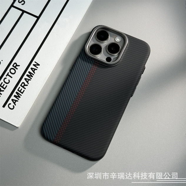 Iphone16 promax携帯ケース炭素繊維紋磁気吸引リンゴ15ケブラー紋転倒防止保護カバー|undefined
