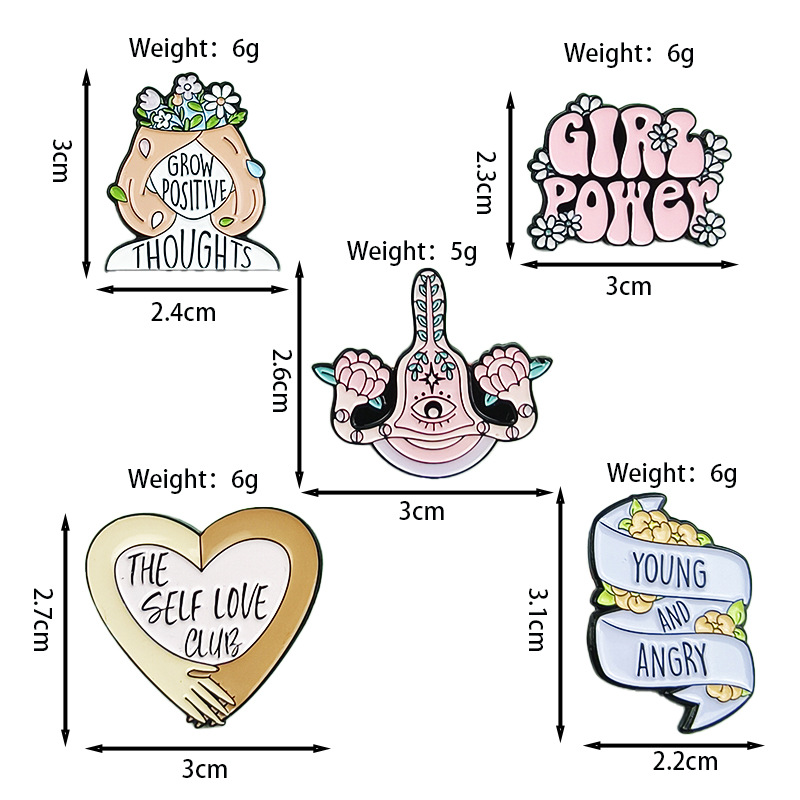 Broche de moda de letras en inglés europeo y americano Accesorios de joyería simple Insignia de metal Ropa de niña transfronteriza Insignia de pin