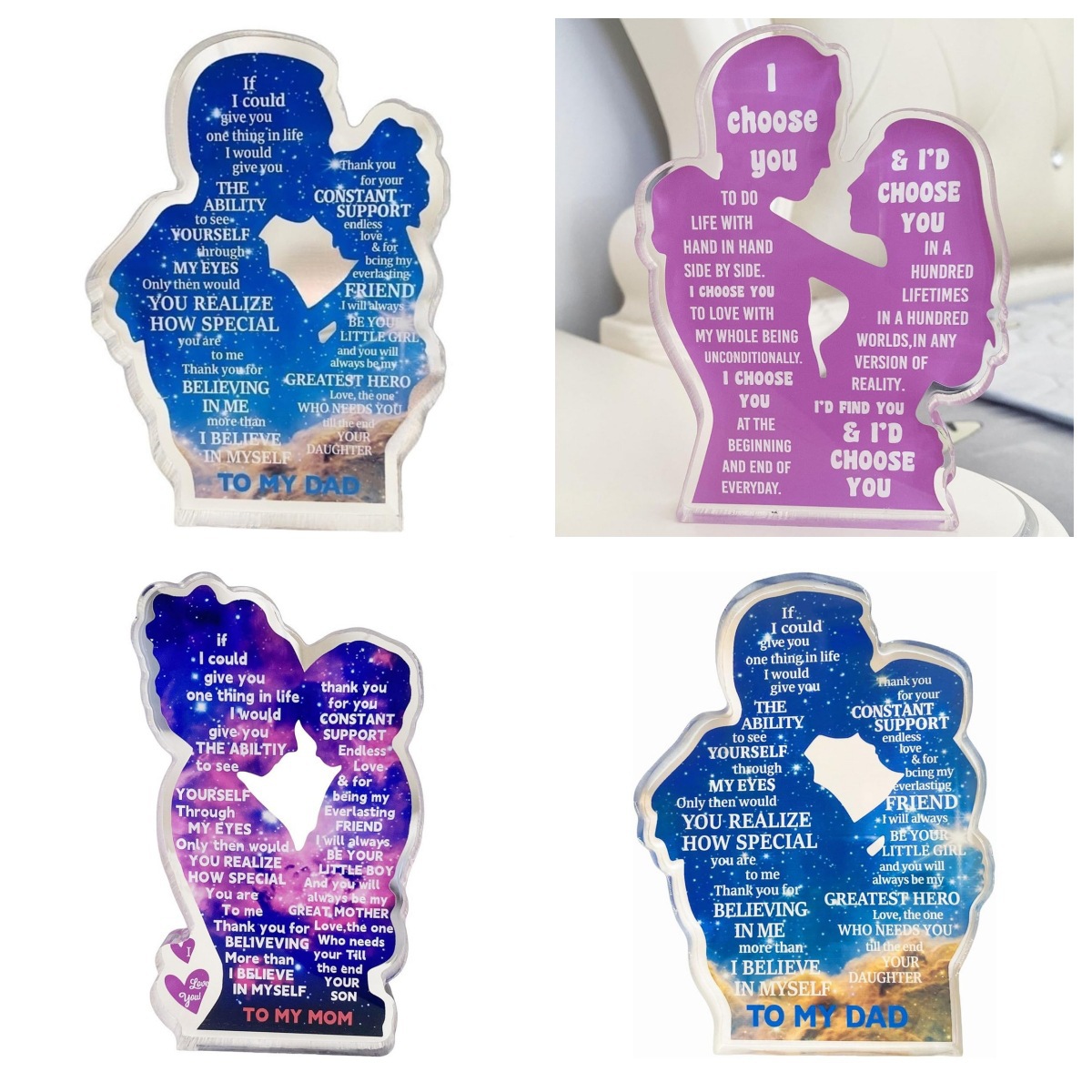 跨境创意亚克力母子摆件父子摆件情侣摆件母亲节父亲节情人节摆件