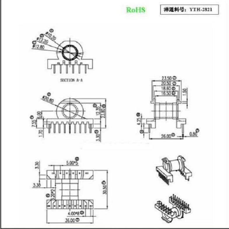 ER28 Бакелитовый каркас высокочастотный каркас трансформатора ER28 каркас одного слота горизонтальный 6 + 9 магнитный сердечник трансформатор Юго-Восточной Азии