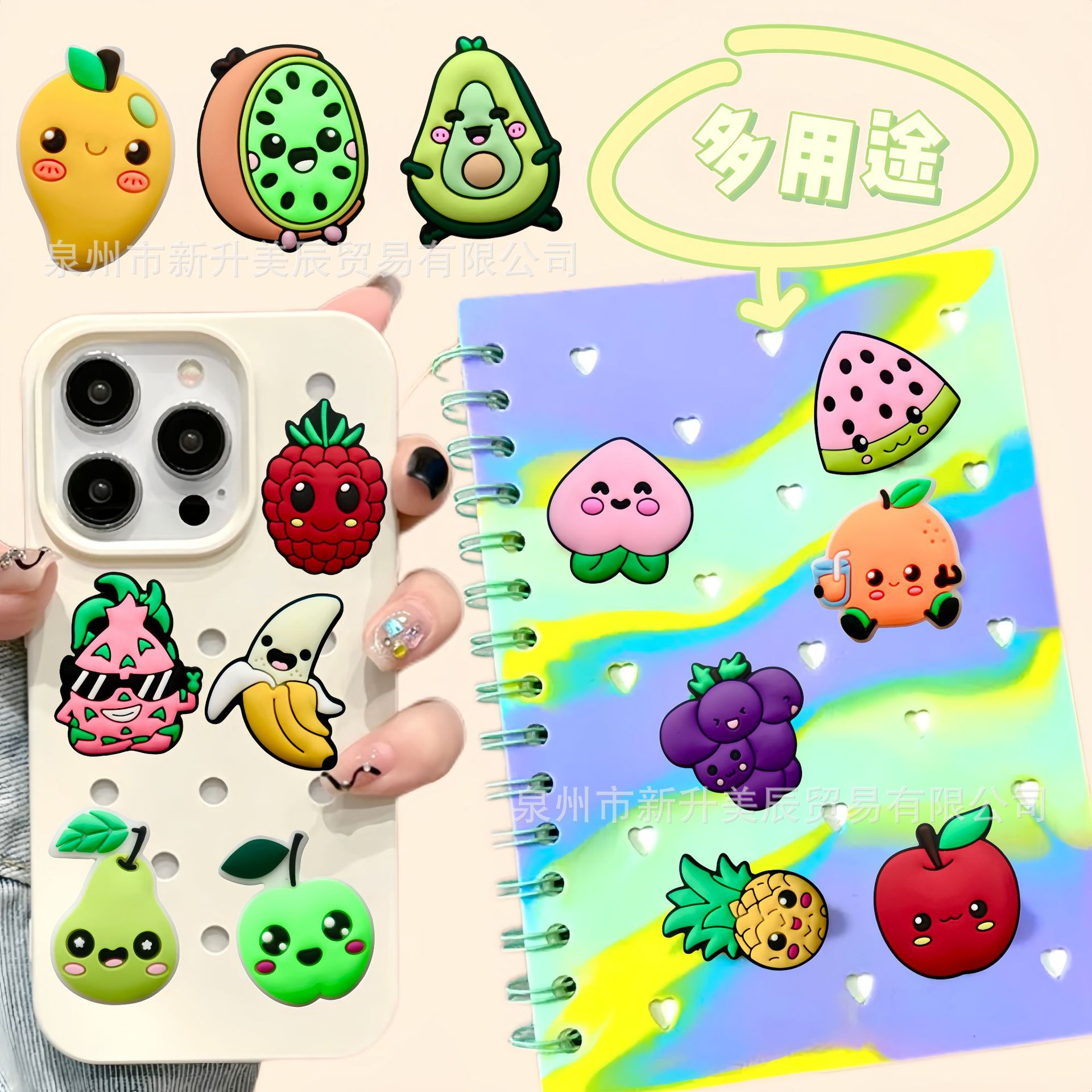 Nuevos productos explosivos, lindas series de frutas, accesorios para zapatos con agujeros, zapatos, zapatos, hebillas, accesorios desmontables creativos de bricolaje, transfronterizos