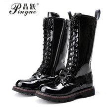 Over Knee High Boots Mens Military Boots Natural Cow light跨