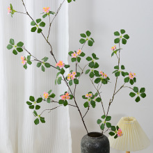 仿真观音莲叶带花大枝中式禅意藤条绿植假花简约假植物室内装饰花