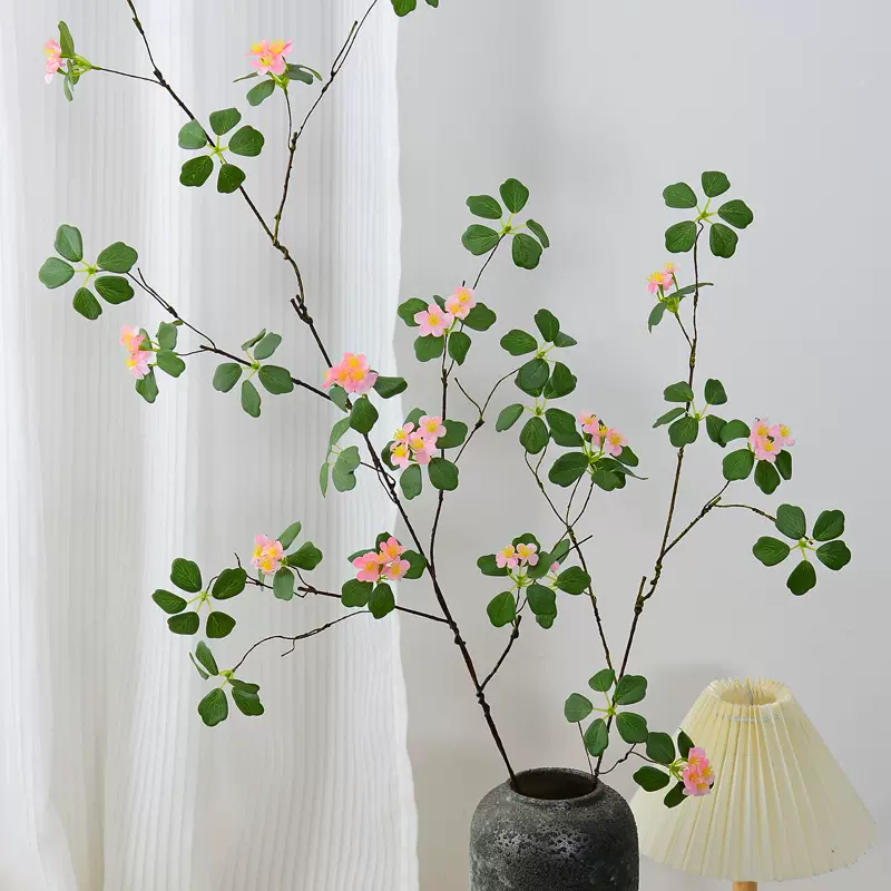 仿真观音莲叶带花大枝中式禅意藤条绿植假花简约假植物室内装饰花