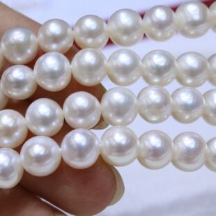 Freshwater Pearl Necklace 7-8mm Close Round Strong Light Flaw Loose Beads Mother Chain Simple Fashion White Necklace Women