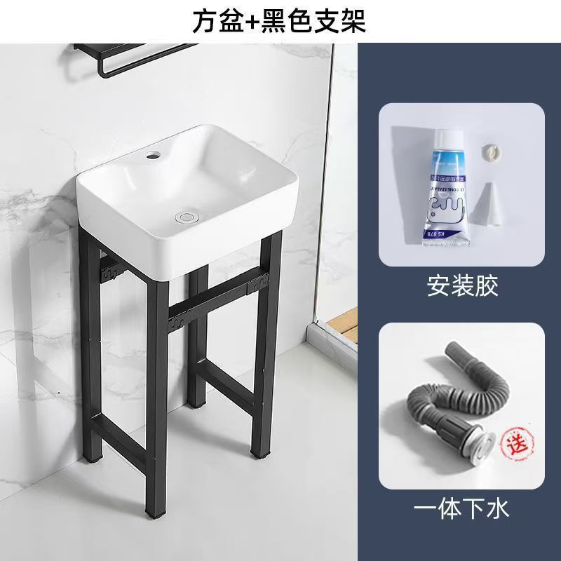 バルコニーセラミック洗面柱洗面台床置き型厚いスチールフレーム一体型洗面台屋外洗面台トイレ洗面台|undefined