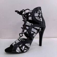 爵士舞高跟鞋Heels舞鞋JAZZ侧绑带露趾凉靴夏罗马凉鞋女细跟大码