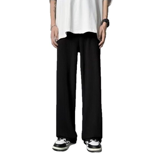 Men's Casual Long Pants 2025 New Summer Thin Version Korean Style Trendy Loose Plus Size Straight Leg Drop Ice Silk Pants