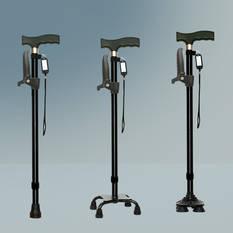 wholesale delivery for the elderly four-foot crutches aluminum alloy cane adjustable height telescopic elderly walking stick crutch four claws