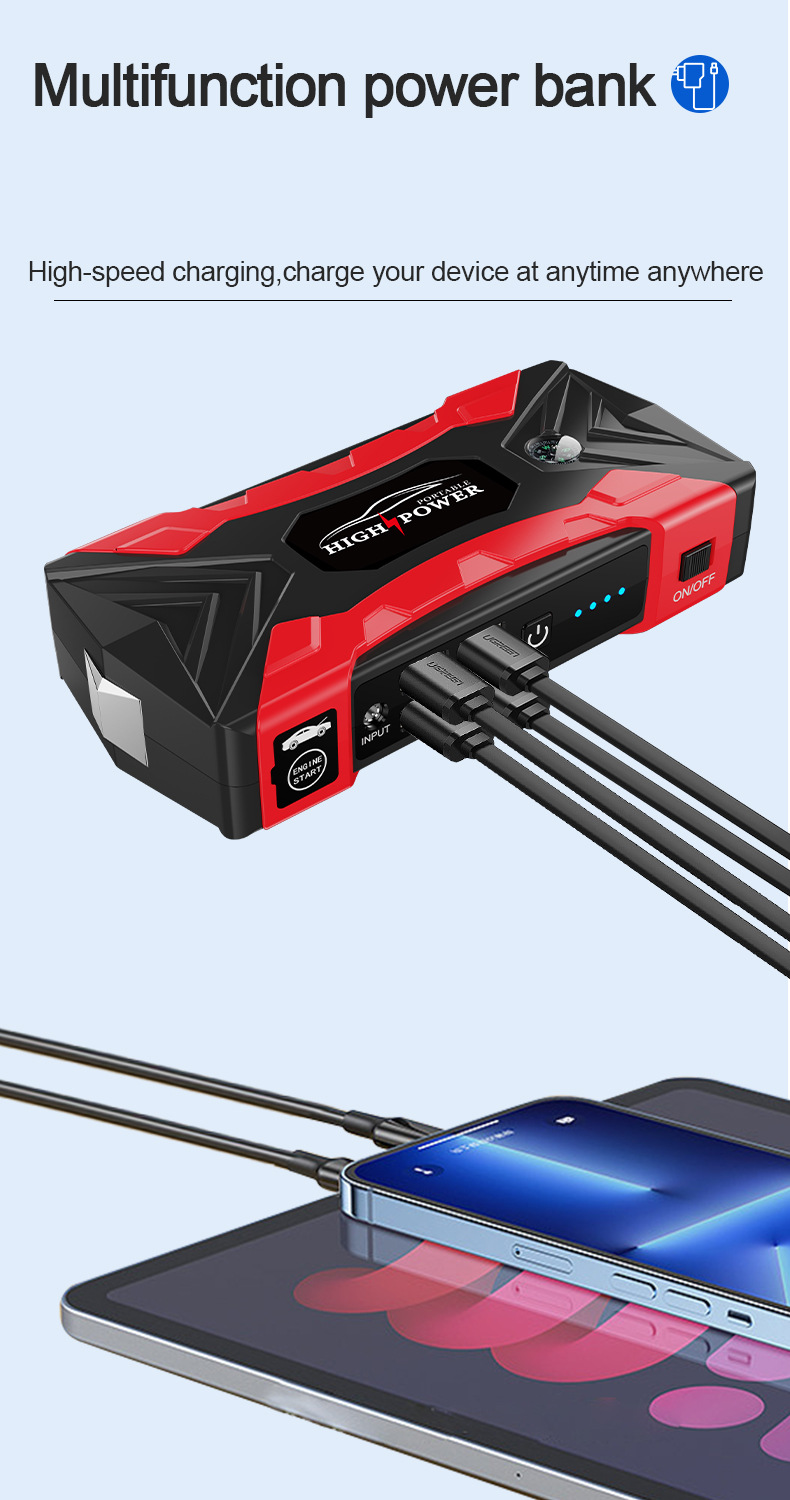 Qy33 Car Emergency Starting Power Supply Car Large Capacity 12V Power Bank with Battery Rescue Emergency Charger