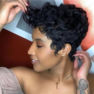 Amazon wig European and American short curly hair ladies fluffy African small curly hair chemical fiber headgear manufacturers in stock wholesale