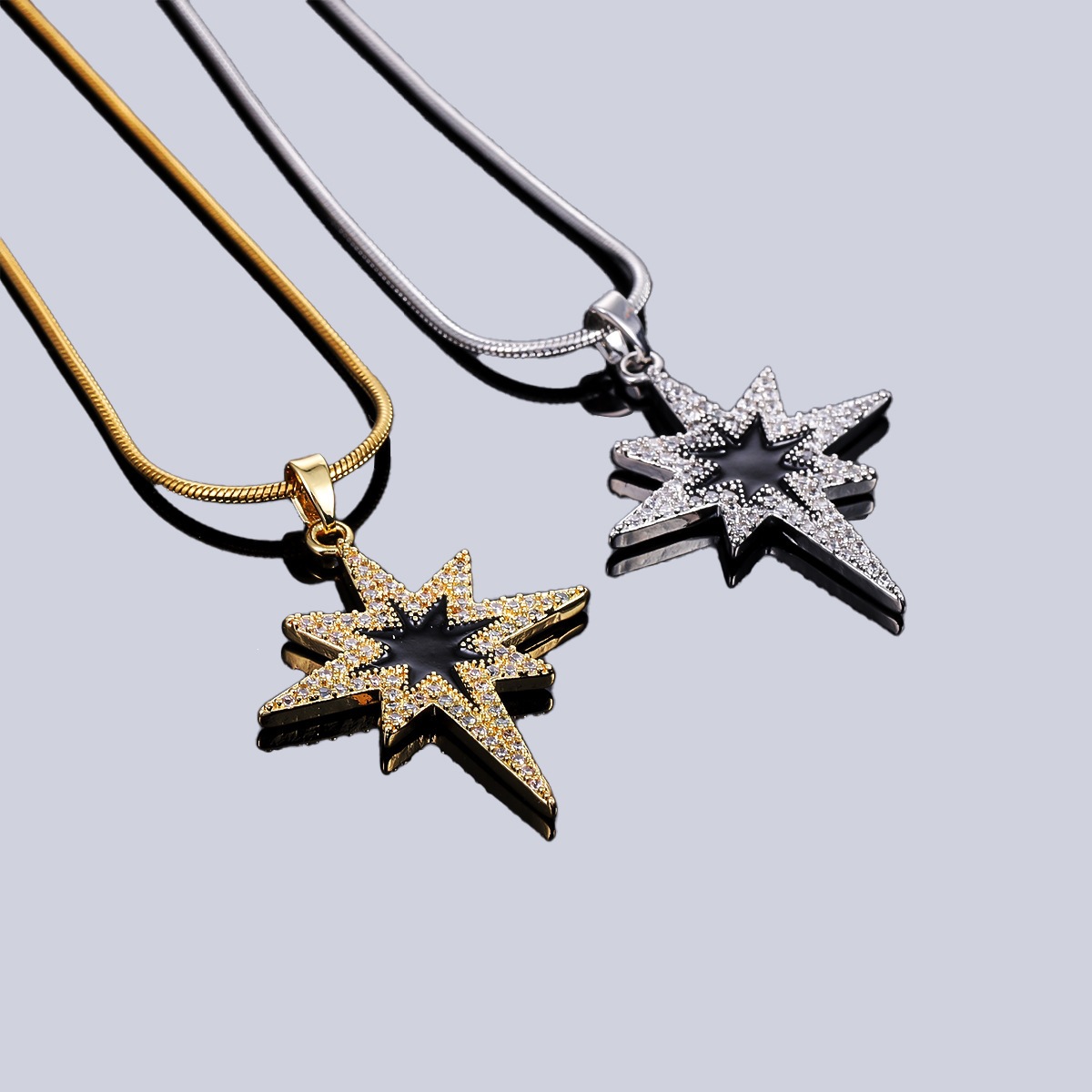 Eight-pointed Star Pendant Necklace For Men In Silver Tone_voghion.com