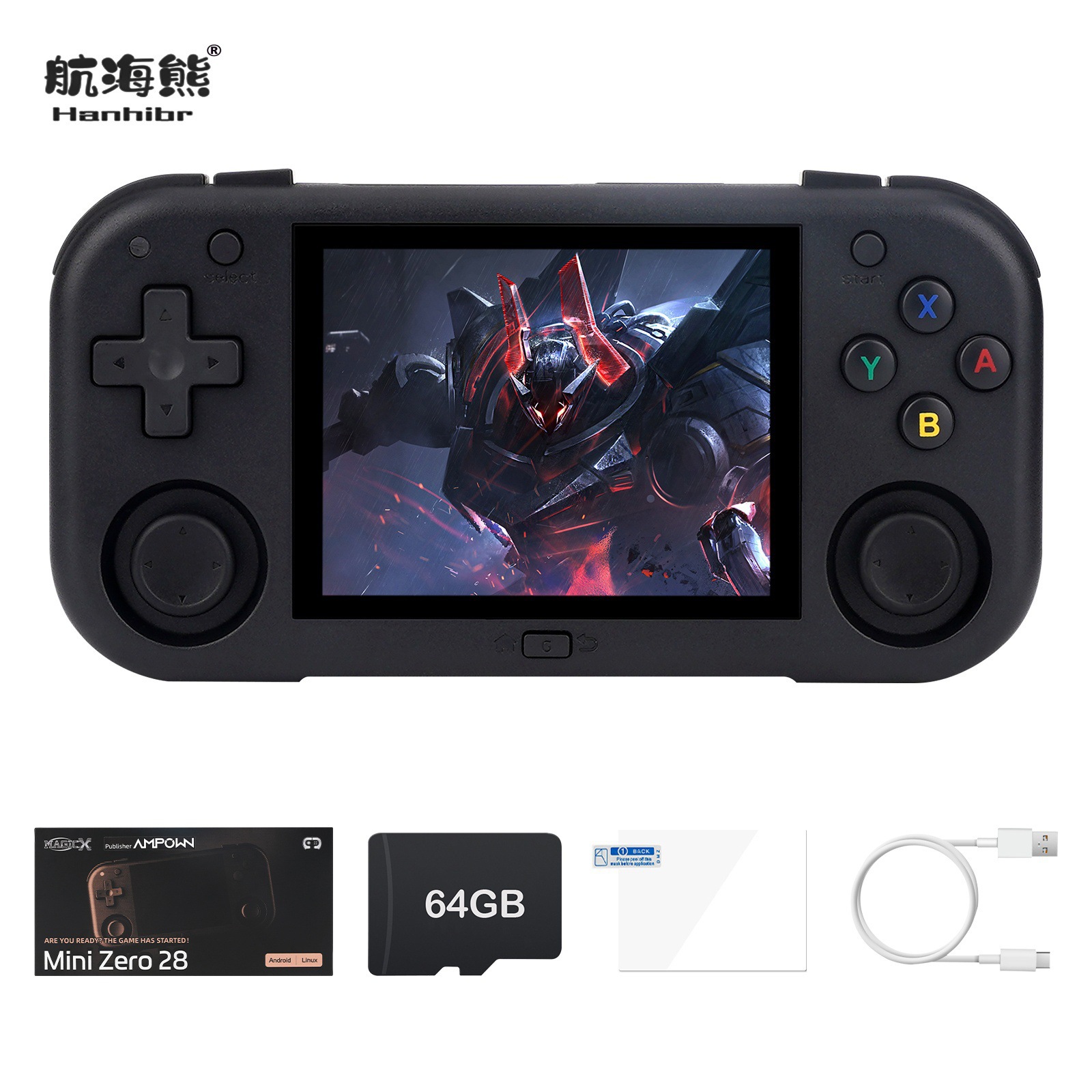 Ampown Mini Zero 28 Handheld Game Console 2.8 Mini Retro Classic Joystick Game Console for Fun