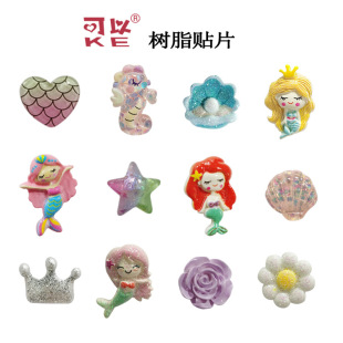 Resin Cartoon Mermaid Accessories DIY Phone Case Material Bag Accessories Nail Art Creative Patch Accessories