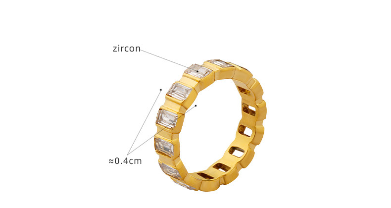 Full Diamond Zircon Inlaid Stainless Steel Ring