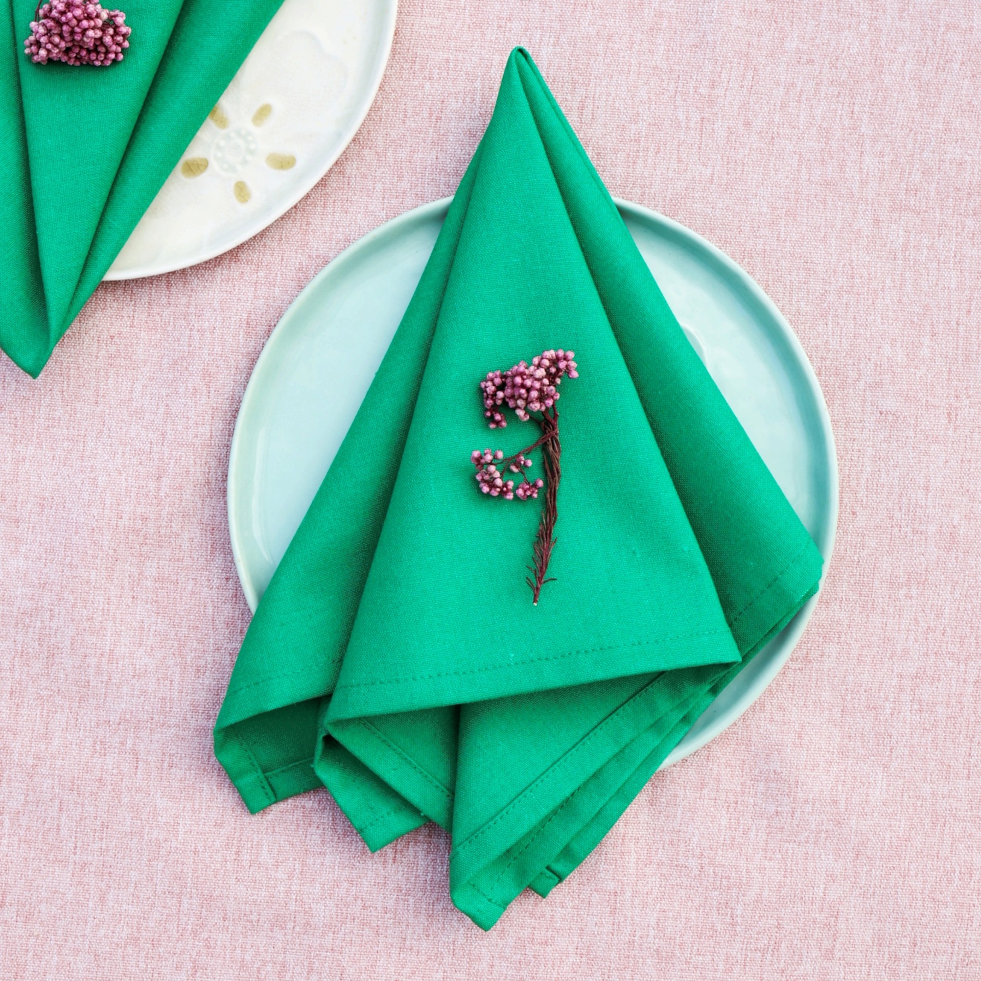 Servillas de lino algodón de Navidad comida occidental hotel de boda mesa de flores plegables tazas toallas de té sólidas almohadilla