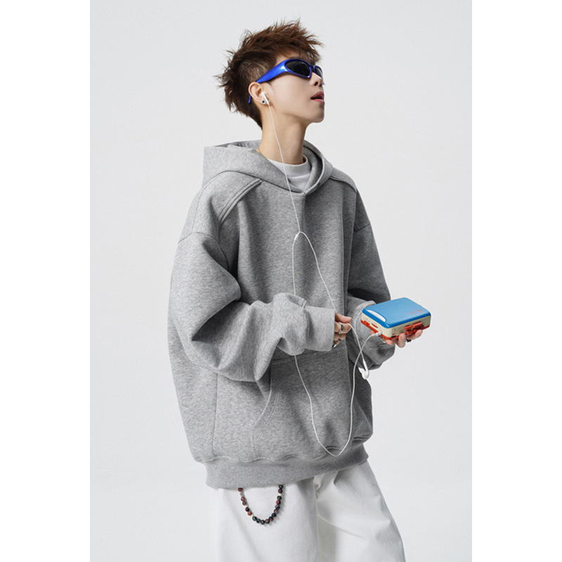 American-Style Heavyweight Zip-Up Deconstructed Hoodie for Men, Spring Season, High-End Vibe, Cool and Stylish Boxy Short Shoulder-Length Jacket