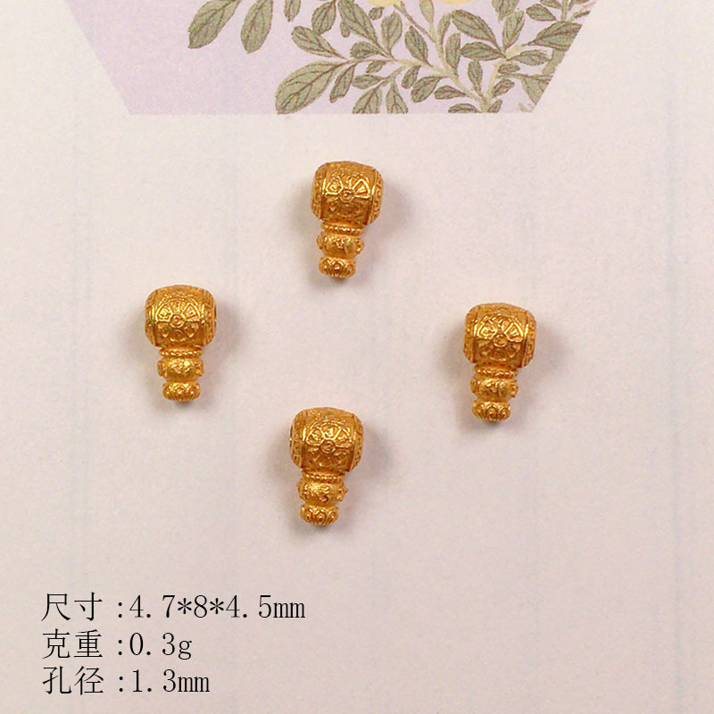 S925 Silver Gold-Plated Three-Way Phaseless Buddha Five-Sutra Accessories Bracelet Necklace String Decoration DIY Handmade Bead Semi-Finished Product
