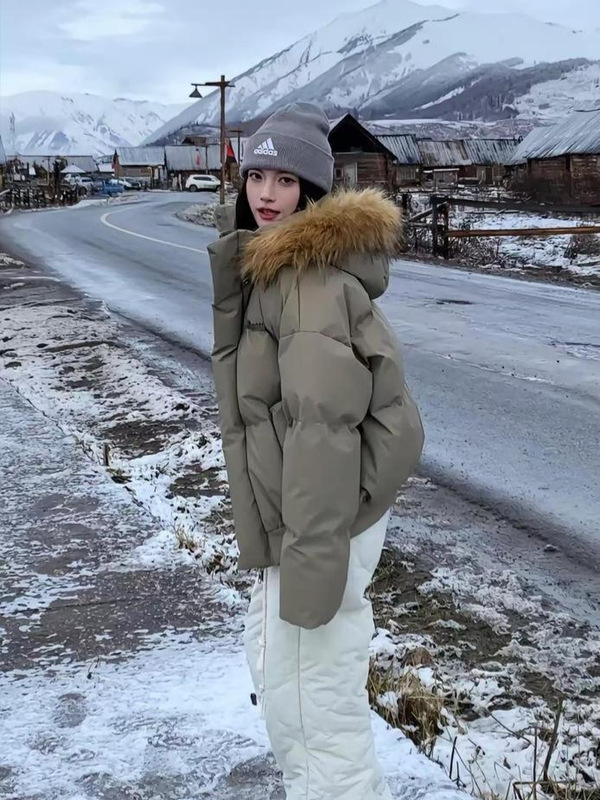 棉衣美式加厚ins羽绒棉服女短款pu皮复古韩版小个子大毛领学院风|undefined