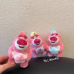かわいい香りの小花イチゴクマペンダントかわいいガーリーハートぬいぐるみキーホルダーランドセルバッグペンダント