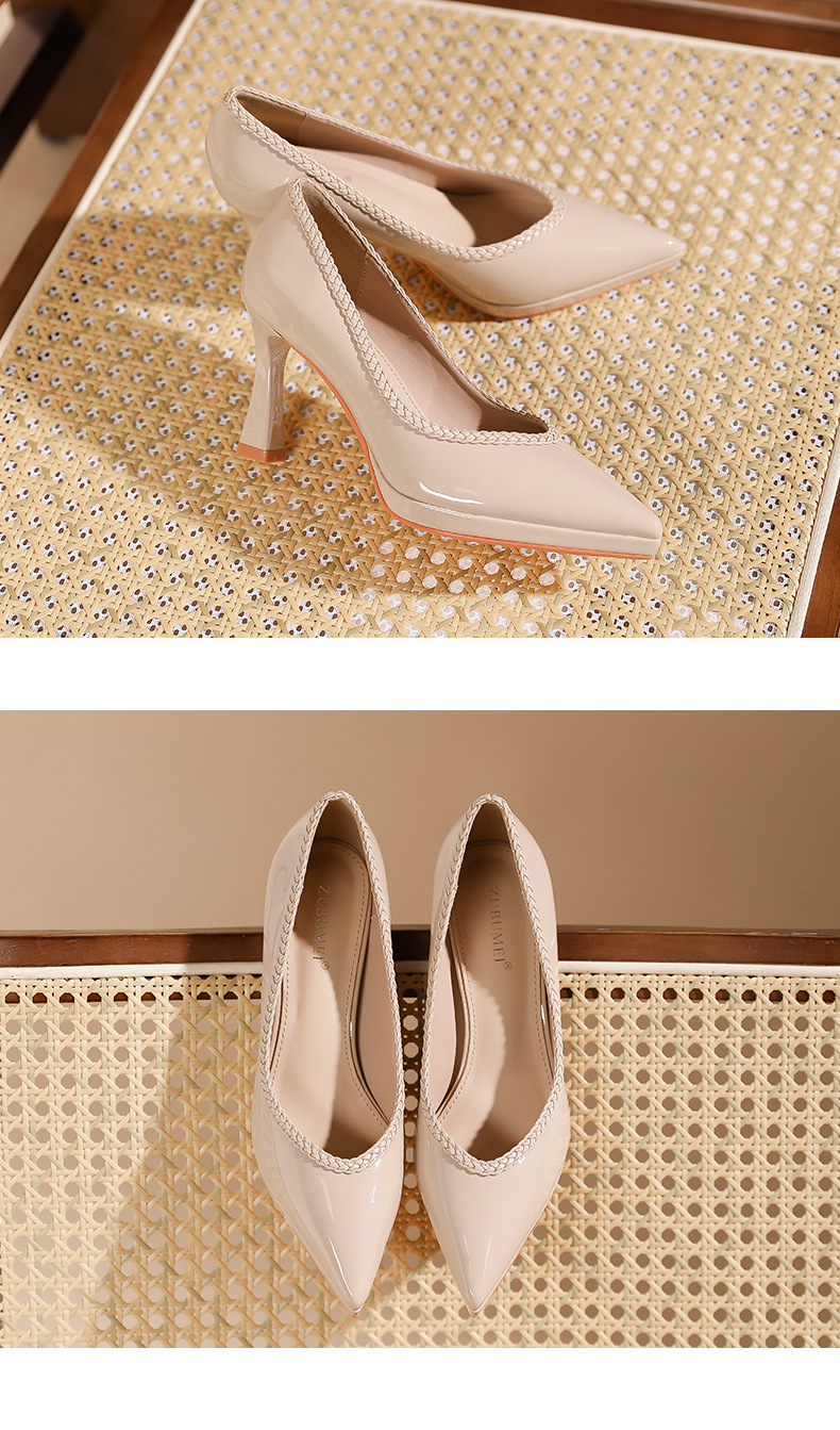 Giày cao gót nữ mũi nhọn đế xuồng platform gót 10 cm — Màu nude - 10CM chi tiết 8